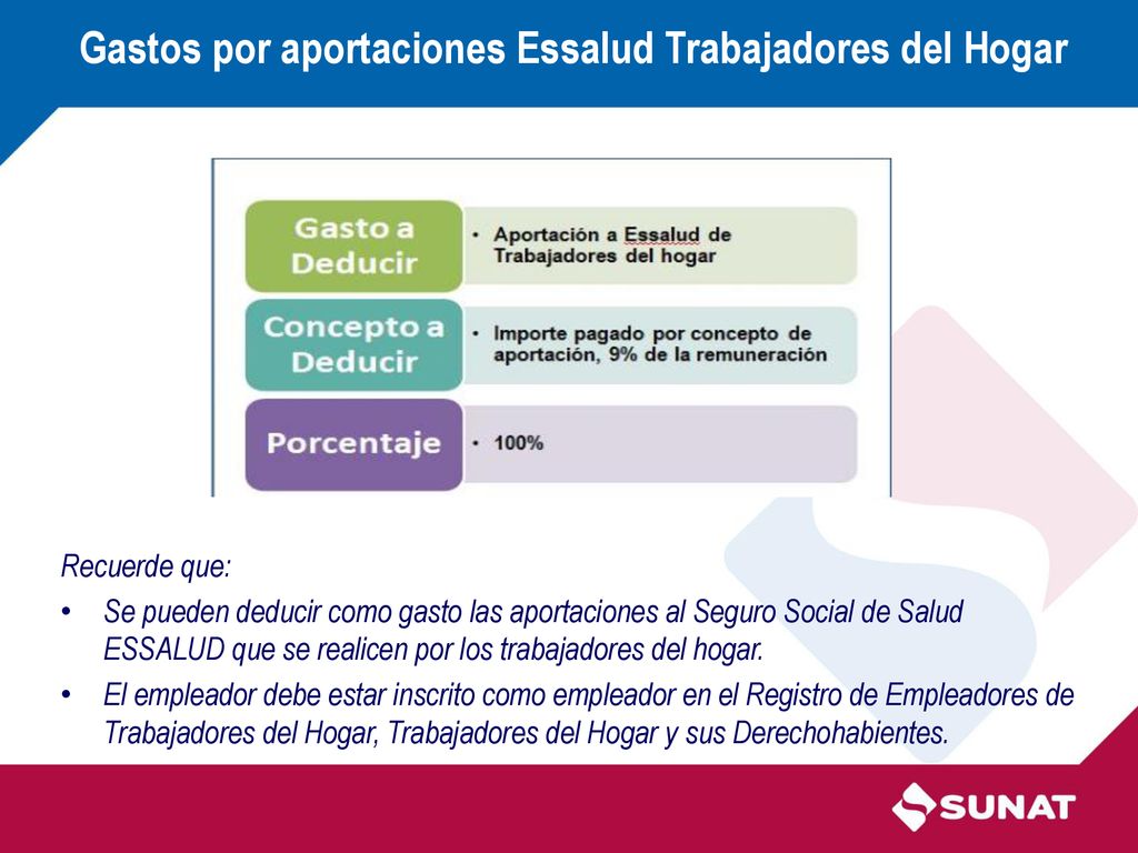 Gastos por aportaciones Essalud Trabajadores del Hogar