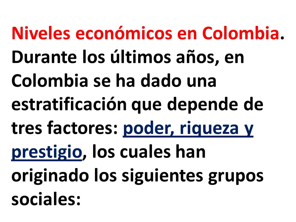 Niveles económicos en Colombia