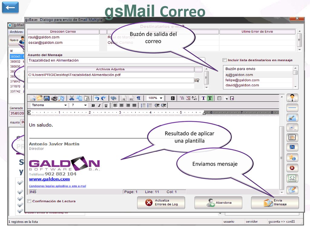 gsMail Correo ← Buzón de salida del correo
