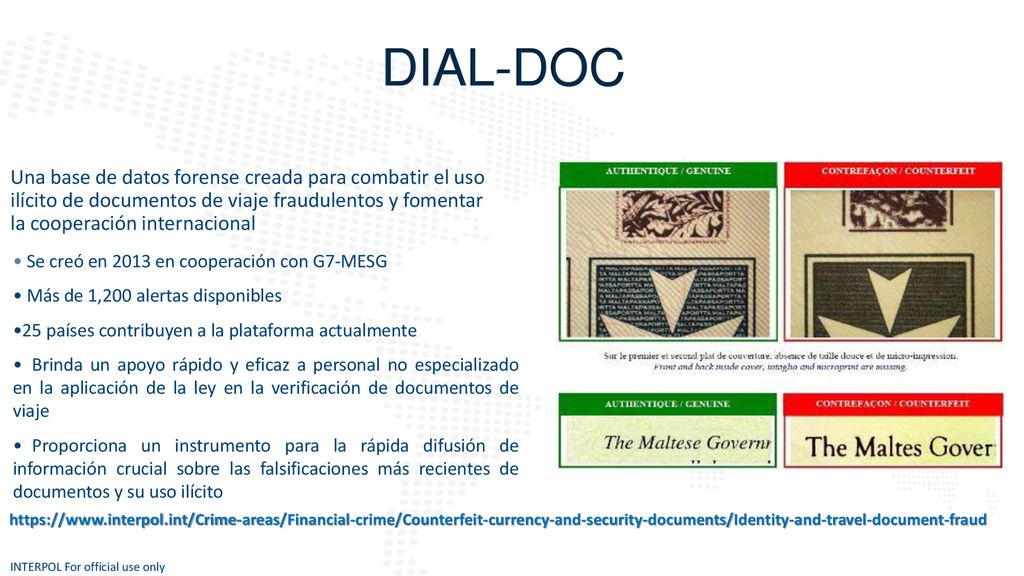 DIAL-DOC Una base de datos forense creada para combatir el uso ilícito de documentos de viaje fraudulentos y fomentar la cooperación internacional.