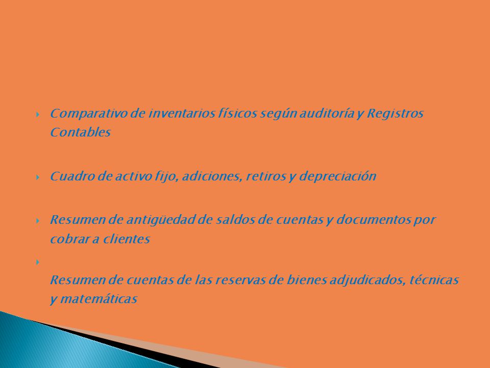 Comparativo de inventarios físicos según auditoría y Registros Contables