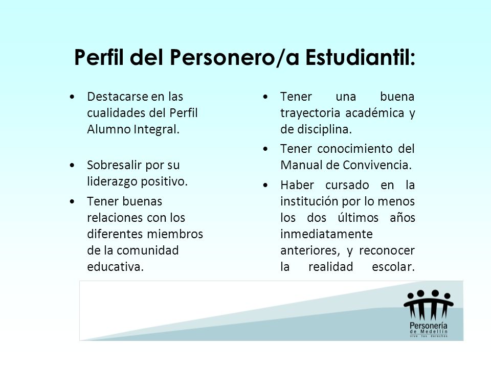 Perfil del Personero/a Estudiantil: