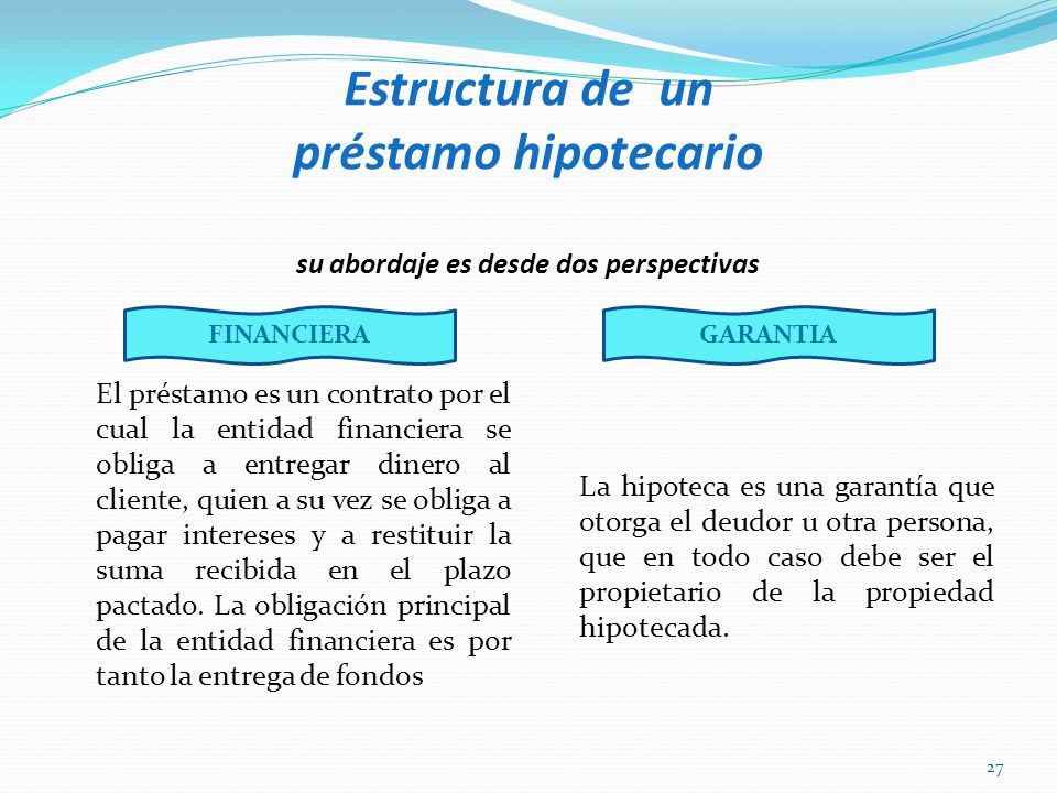 Estructura de un préstamo hipotecario su abordaje es desde dos perspectivas