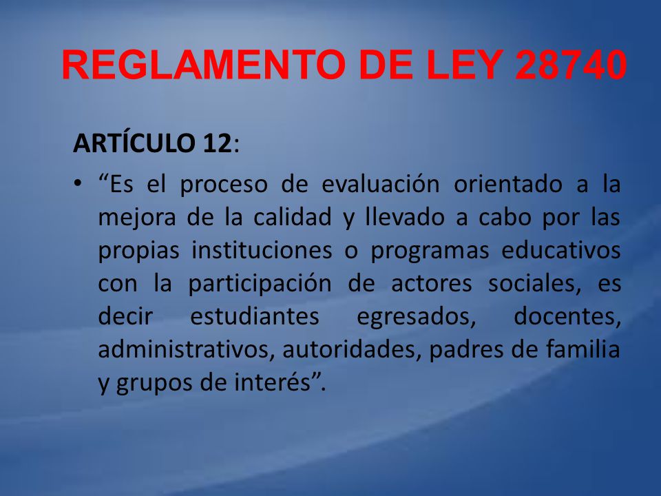 REGLAMENTO DE LEY ARTÍCULO 12: