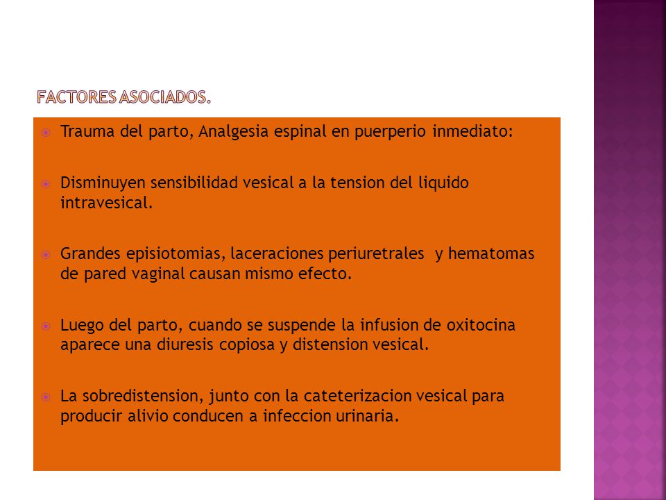 FACTORES ASOCIADOS. Trauma del parto, Analgesia espinal en puerperio inmediato:
