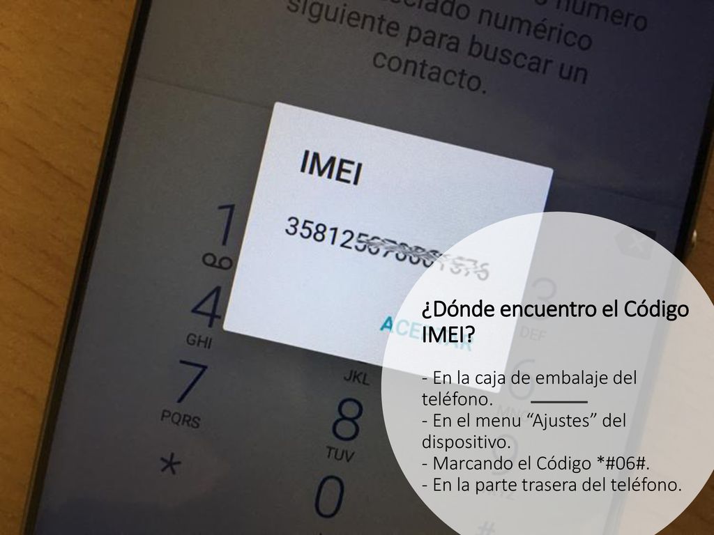 ¿Dónde encuentro el Código IMEI. - En la caja de embalaje del teléfono
