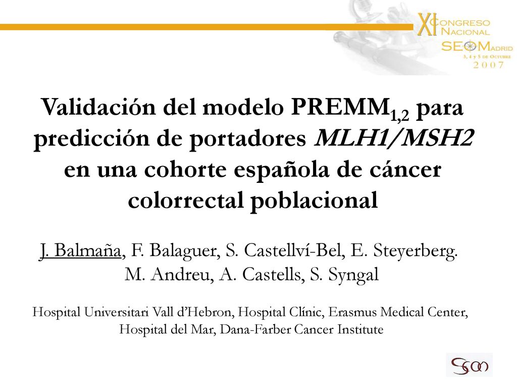 Validación del modelo PREMM1,2 para predicción de portadores MLH1/MSH2