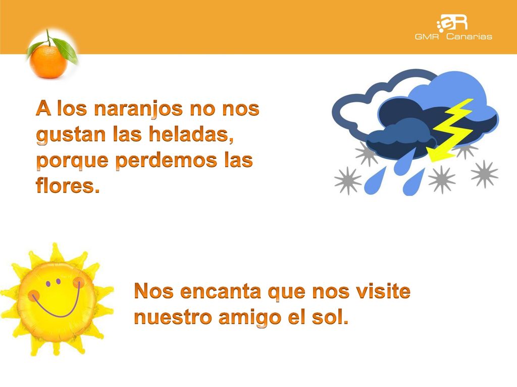 A los naranjos no nos gustan las heladas, porque perdemos las flores.