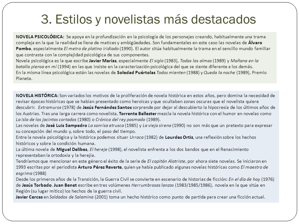 3. Estilos y novelistas más destacados