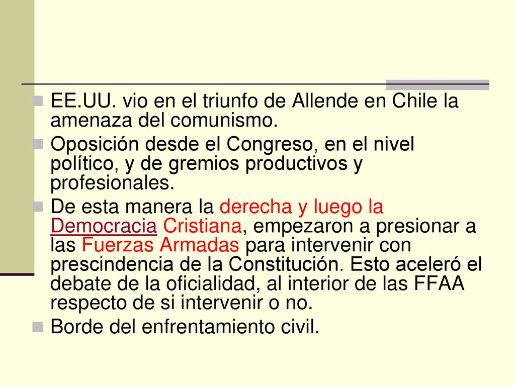 EE.UU. vio en el triunfo de Allende en Chile la amenaza del comunismo.