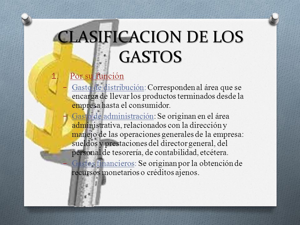 CLASIFICACION DE LOS GASTOS