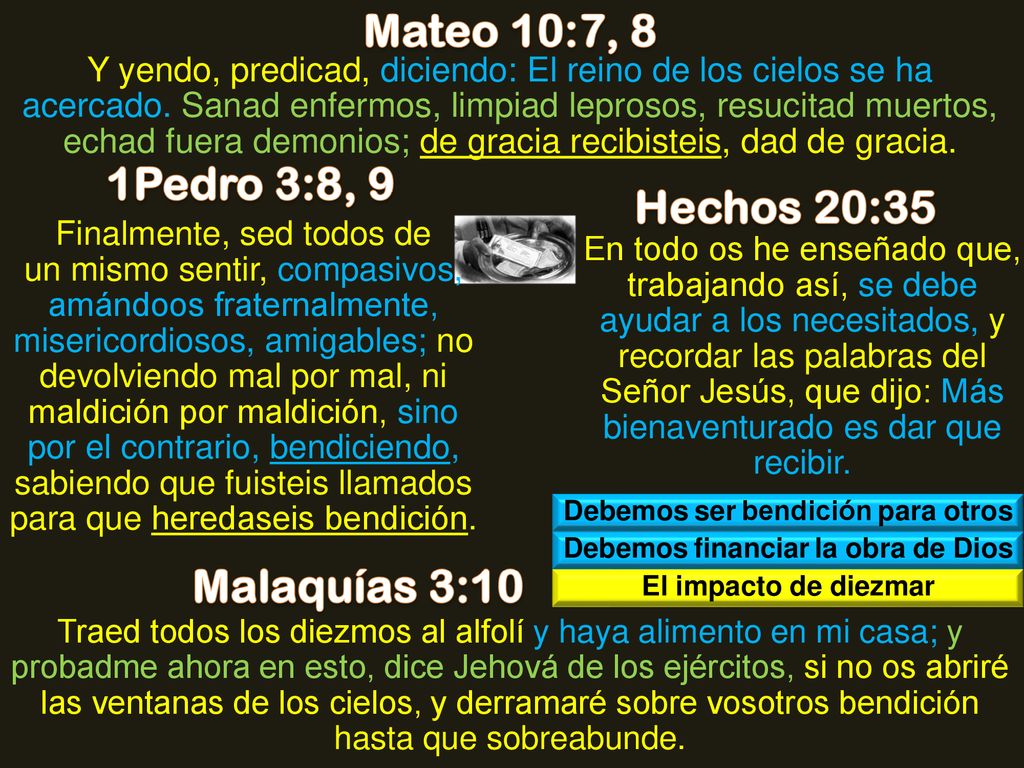 Debemos ser bendición para otros Debemos financiar la obra de Dios