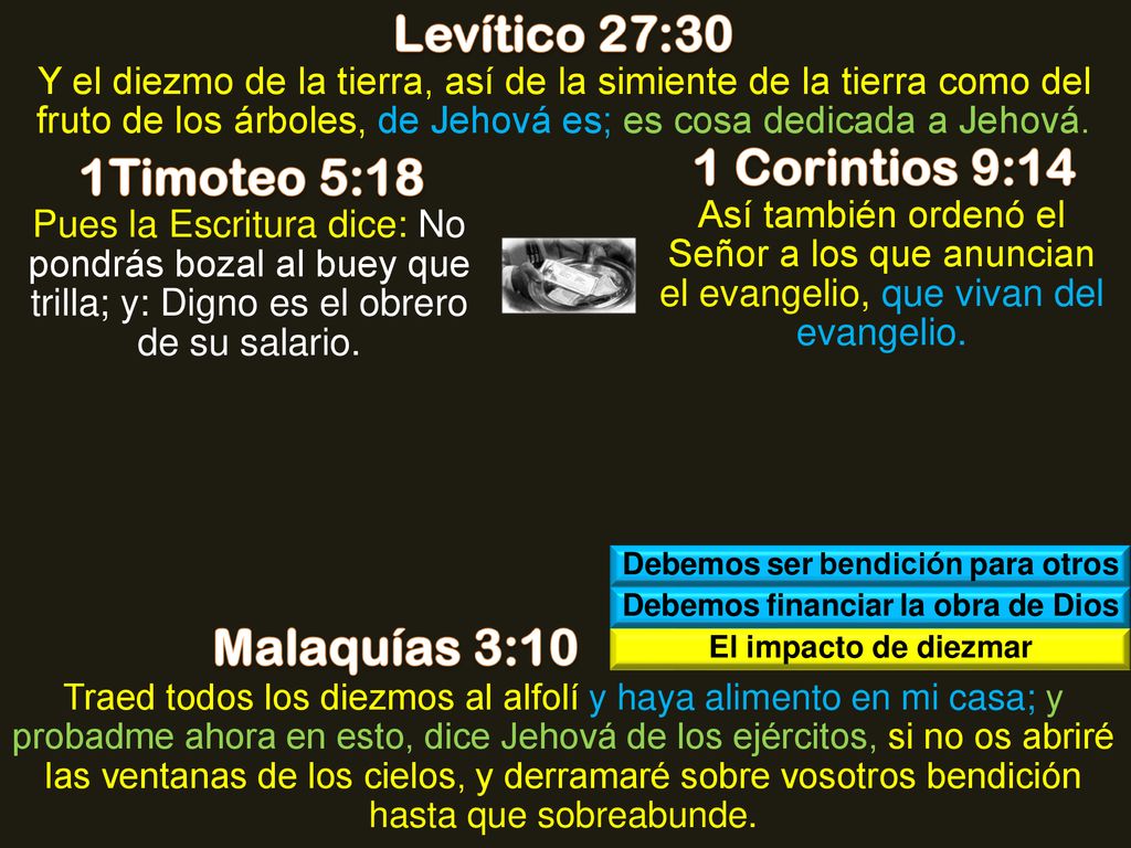 Debemos ser bendición para otros Debemos financiar la obra de Dios