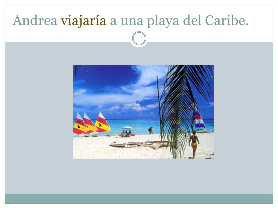 Andrea viajaría a una playa del Caribe.