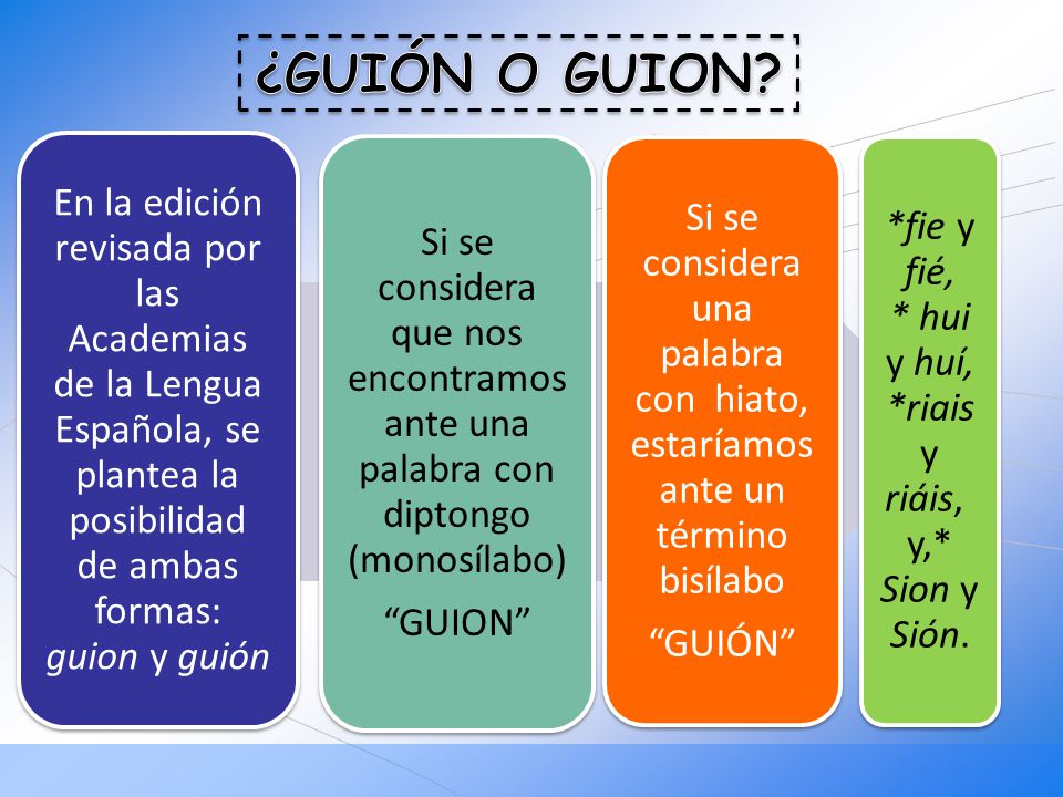 *fie y fié, * hui y huí, *riais y riáis, y,* Sion y Sión.