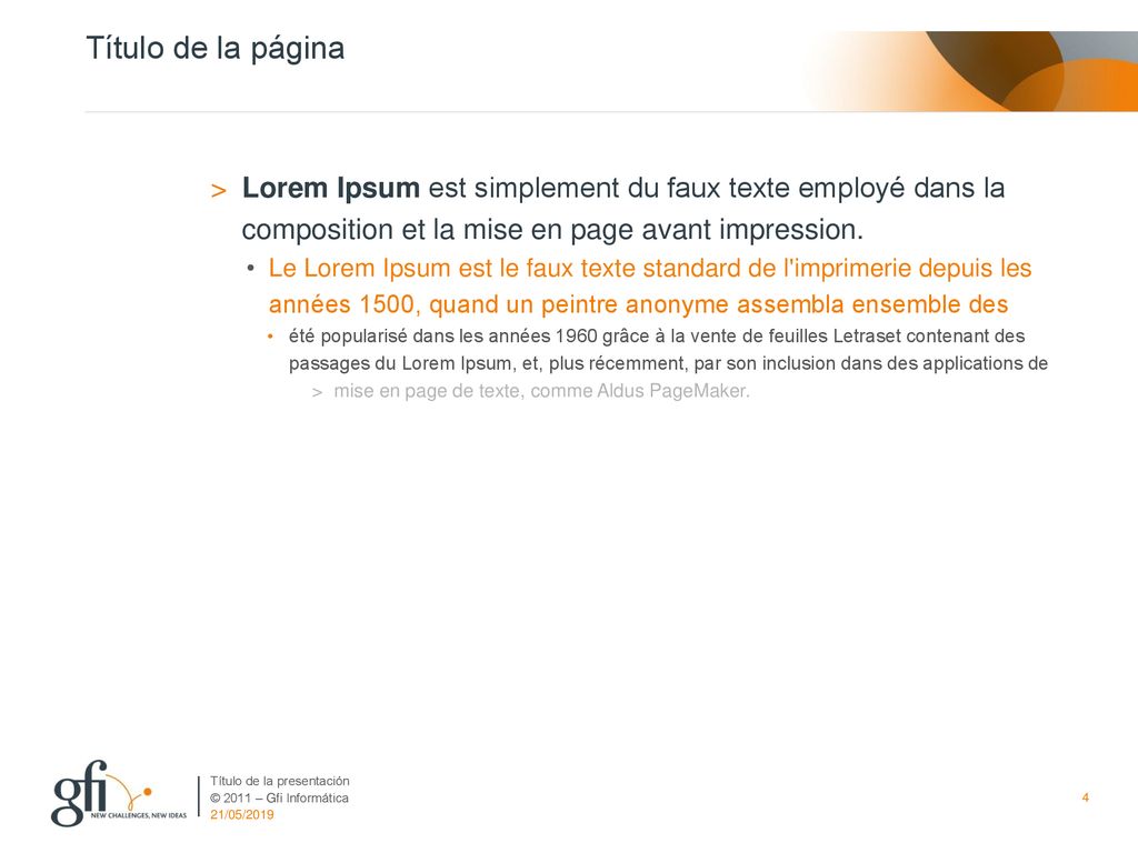 Título de la página Lorem Ipsum est simplement du faux texte employé dans la composition et la mise en page avant impression.