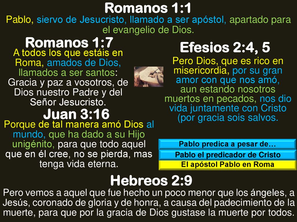 Romanos 1:1 Romanos 1:7 Efesios 2:4, 5 Juan 3:16 Hebreos 2:9