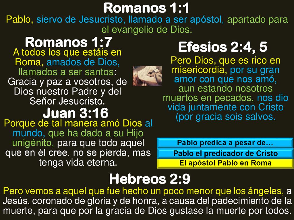 Romanos 1:1 Romanos 1:7 Efesios 2:4, 5 Juan 3:16 Hebreos 2:9