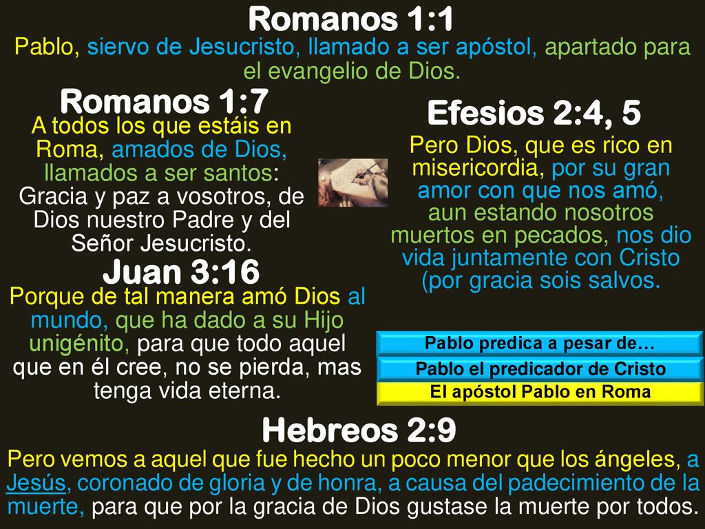Romanos 1:1 Romanos 1:7 Efesios 2:4, 5 Juan 3:16 Hebreos 2:9