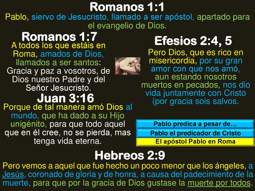 Romanos 1:1 Romanos 1:7 Efesios 2:4, 5 Juan 3:16 Hebreos 2:9