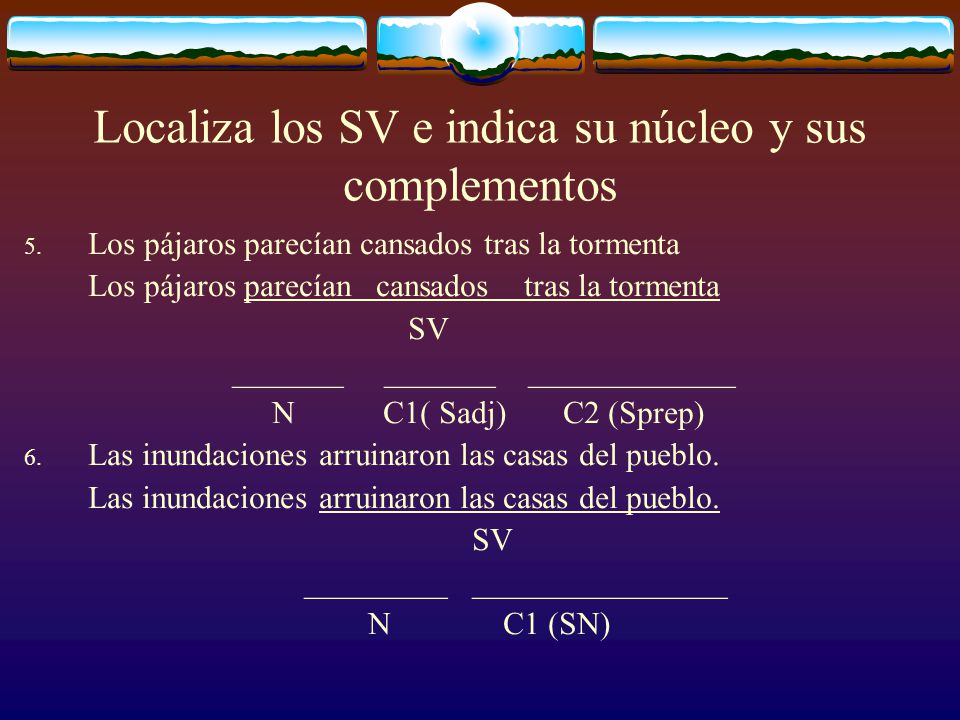 Localiza los SV e indica su núcleo y sus complementos