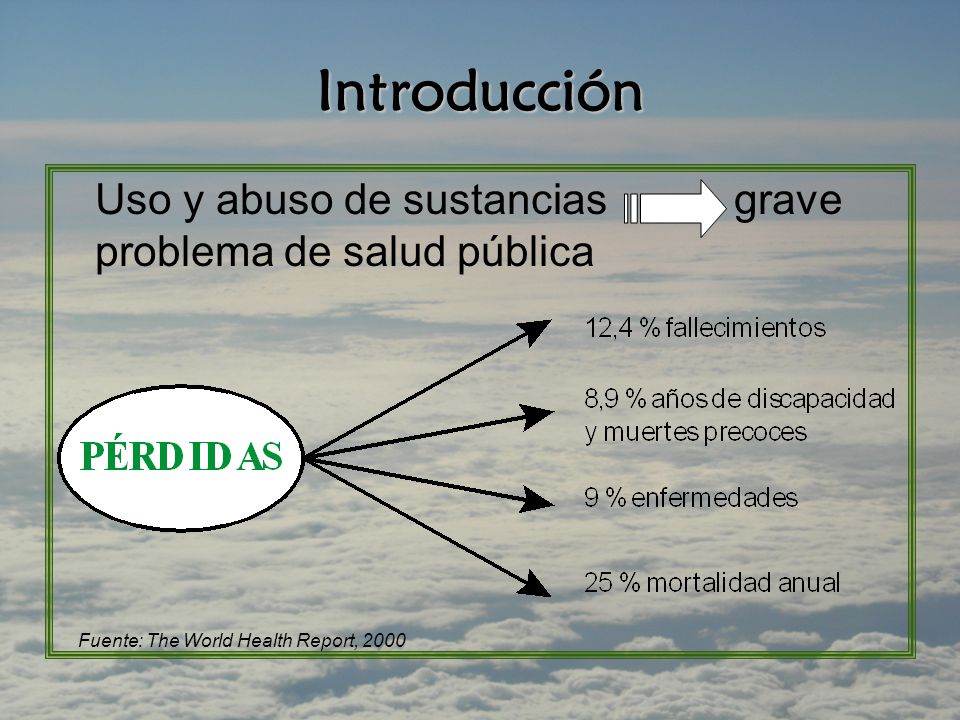 Introducción Uso y abuso de sustancias grave problema de salud pública