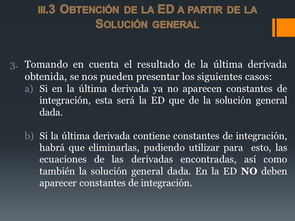 iii.3 Obtención de la ED a partir de la Solución general