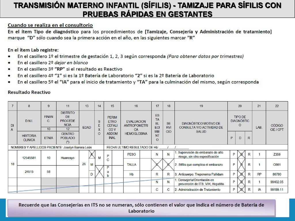 TRANSMISIÓN MATERNO INFANTIL (SÍFILIS) - TAMIZAJE PARA SÍFILIS CON PRUEBAS RÁPIDAS EN GESTANTES