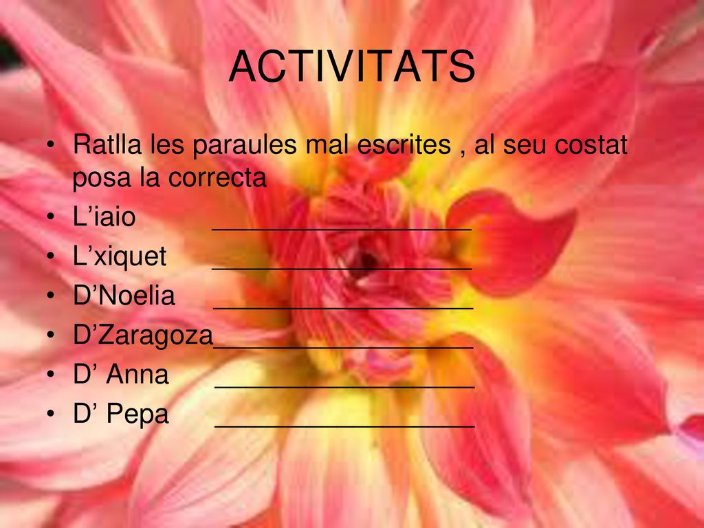 ACTIVITATS Ratlla les paraules mal escrites , al seu costat posa la correcta. L’iaio _________________.
