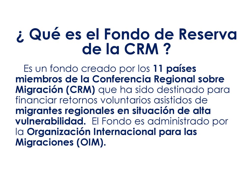 ¿ Qué es el Fondo de Reserva de la CRM