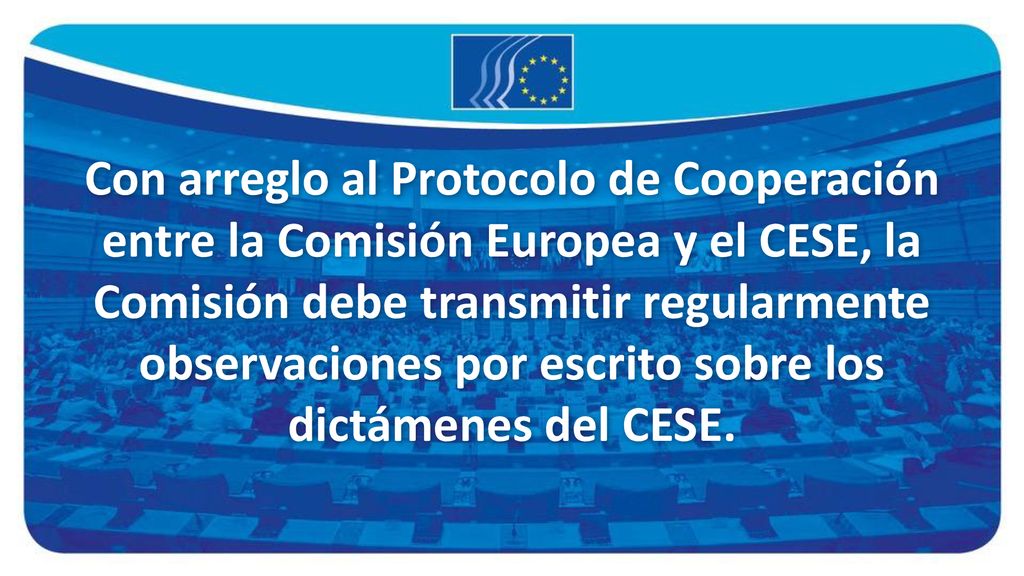 Con arreglo al Protocolo de Cooperación entre la Comisión Europea y el CESE, la Comisión debe transmitir regularmente observaciones por escrito sobre los dictámenes del CESE.