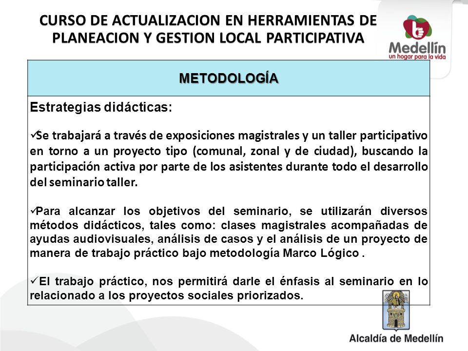 CURSO DE ACTUALIZACION EN HERRAMIENTAS DE PLANEACION Y GESTION LOCAL PARTICIPATIVA