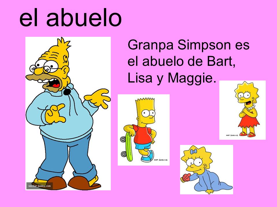 el abuelo Granpa Simpson es el abuelo de Bart, Lisa y Maggie.