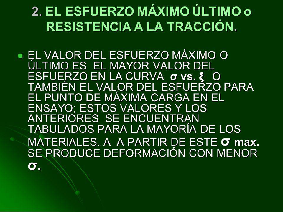 2. EL ESFUERZO MÁXIMO ÚLTIMO o RESISTENCIA A LA TRACCIÓN.