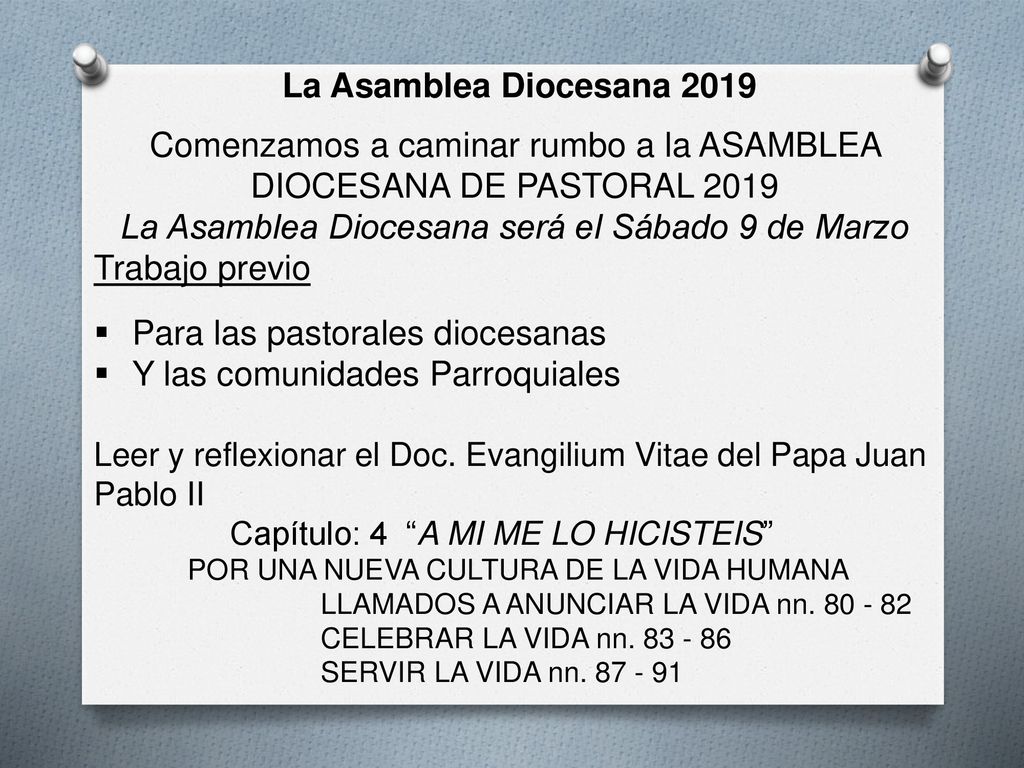 Comenzamos a caminar rumbo a la ASAMBLEA DIOCESANA DE PASTORAL 2019