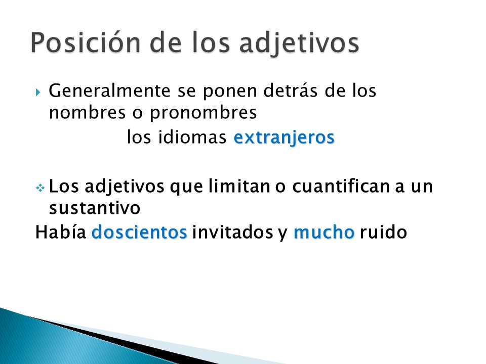 Posición de los adjetivos