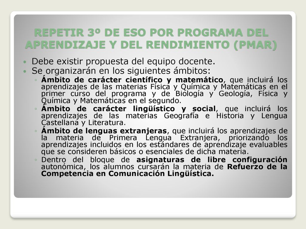 REPETIR 3º DE ESO POR PROGRAMA DEL APRENDIZAJE Y DEL RENDIMIENTO (PMAR)