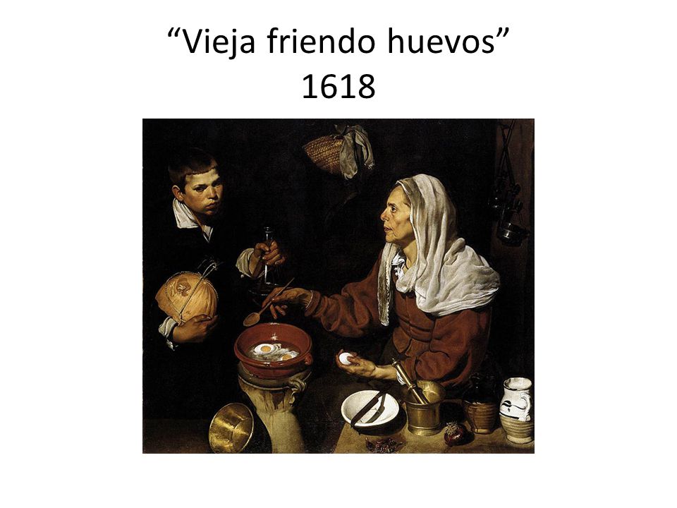Vieja friendo huevos 1618