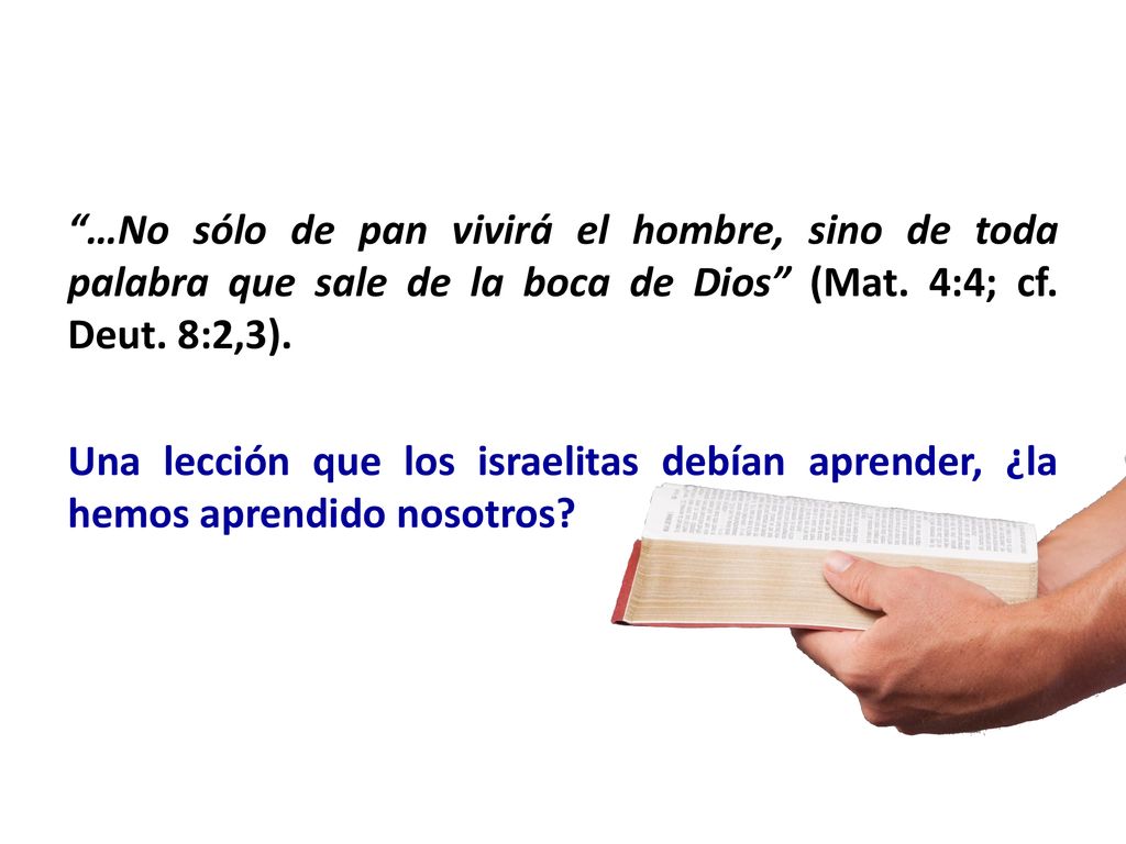 …No sólo de pan vivirá el hombre, sino de toda palabra que sale de la boca de Dios (Mat.