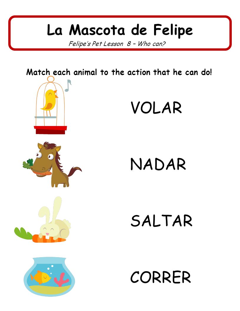 Match each animal to the action that he can do!