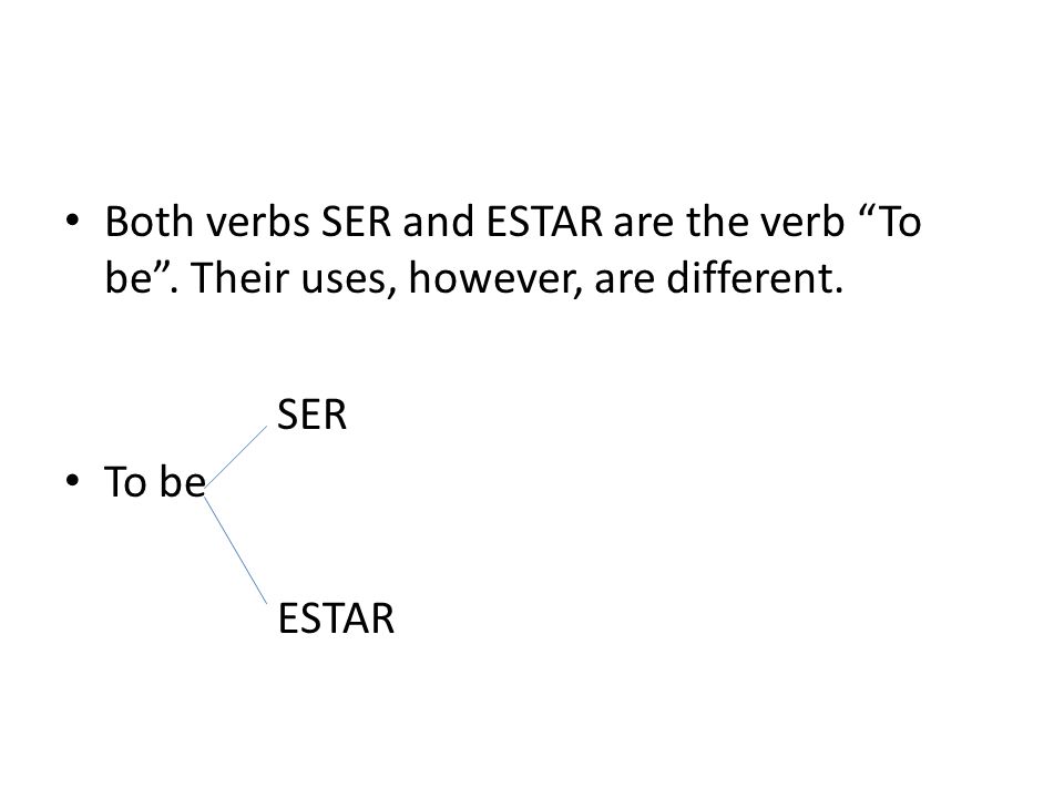 Both verbs SER and ESTAR are the verb To be