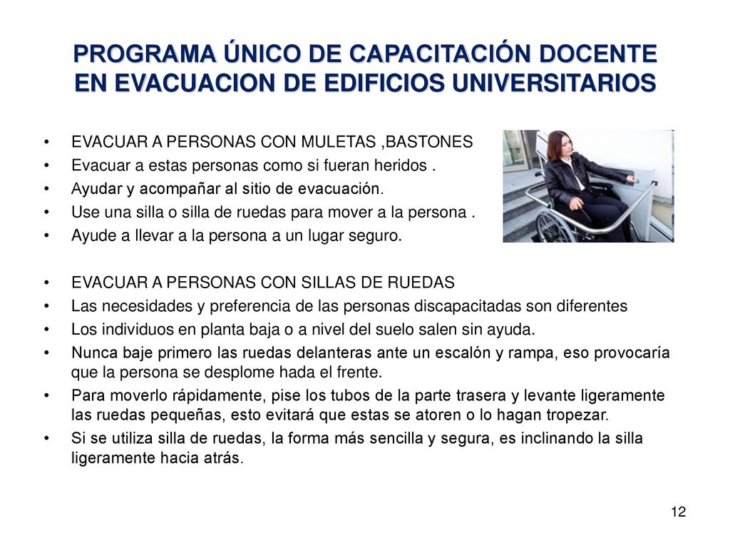 PROGRAMA ÚNICO DE CAPACITACIÓN DOCENTE EN EVACUACION DE EDIFICIOS UNIVERSITARIOS