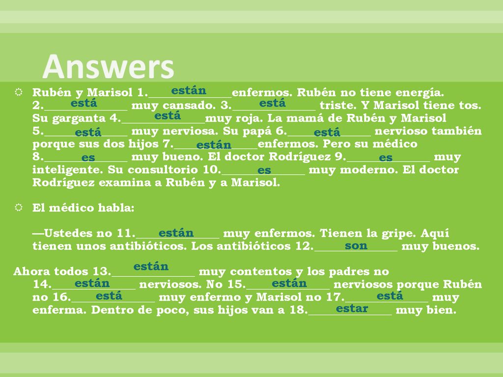 Answers están está está está está está están es es es están son están