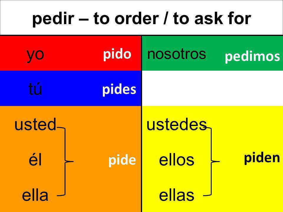 pedir – to order / to ask for