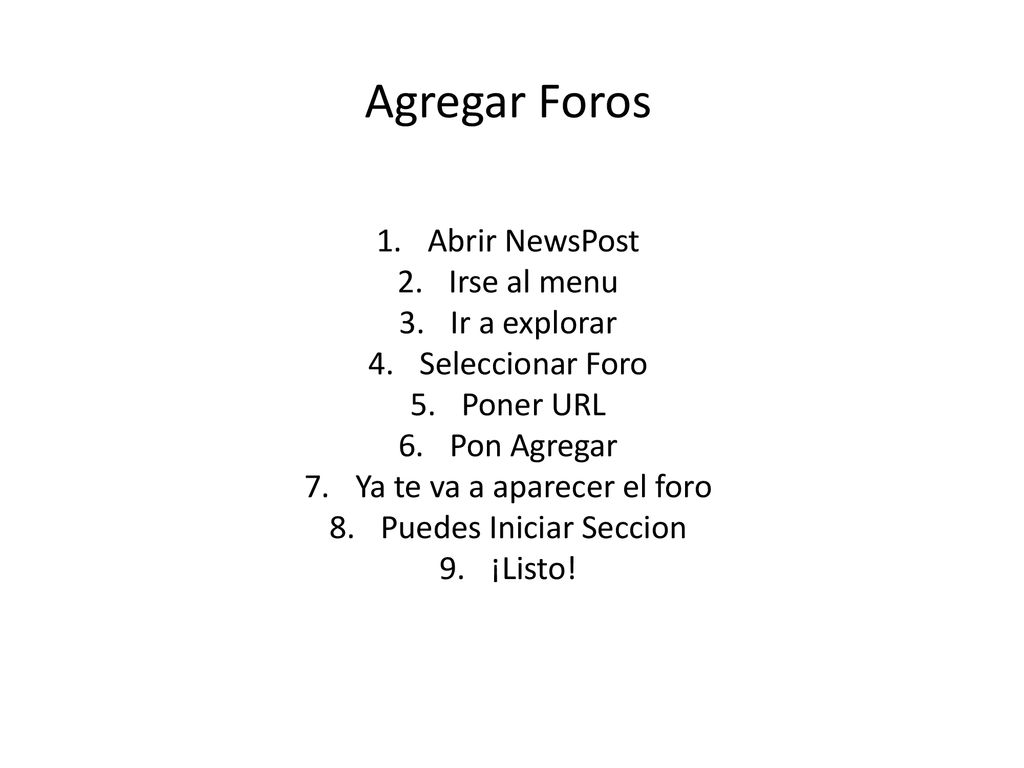 Agregar Foros Abrir NewsPost Irse al menu Ir a explorar