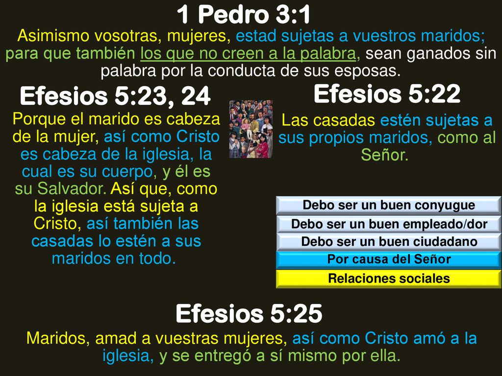 1 Pedro 3:1 Efesios 5:23, 24 Efesios 5:22 Efesios 5:25