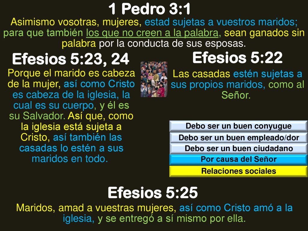 1 Pedro 3:1 Efesios 5:23, 24 Efesios 5:22 Efesios 5:25
