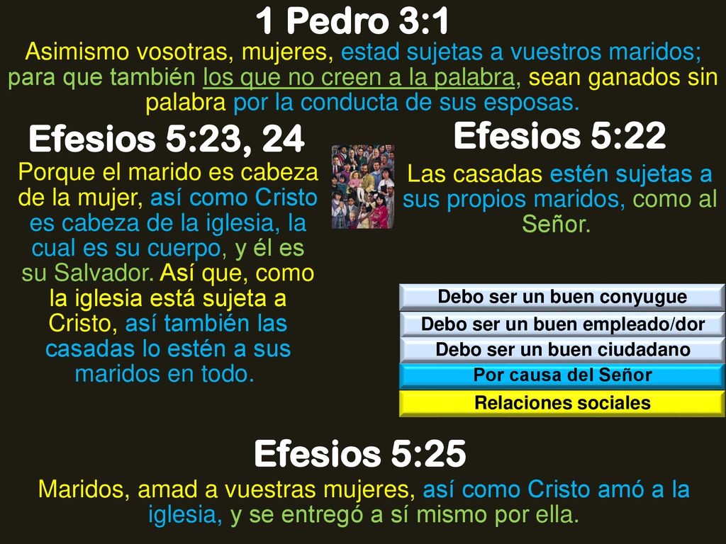 1 Pedro 3:1 Efesios 5:23, 24 Efesios 5:22 Efesios 5:25