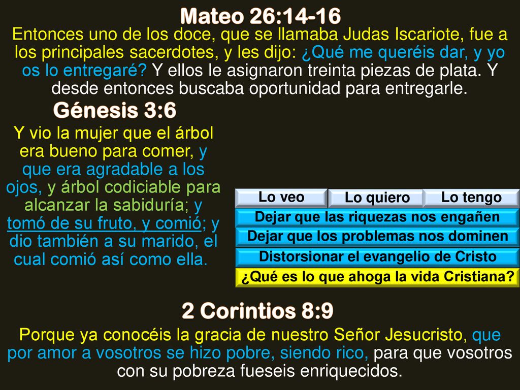 Mateo 26:14-16 Génesis 3:6 2 Corintios 8:9