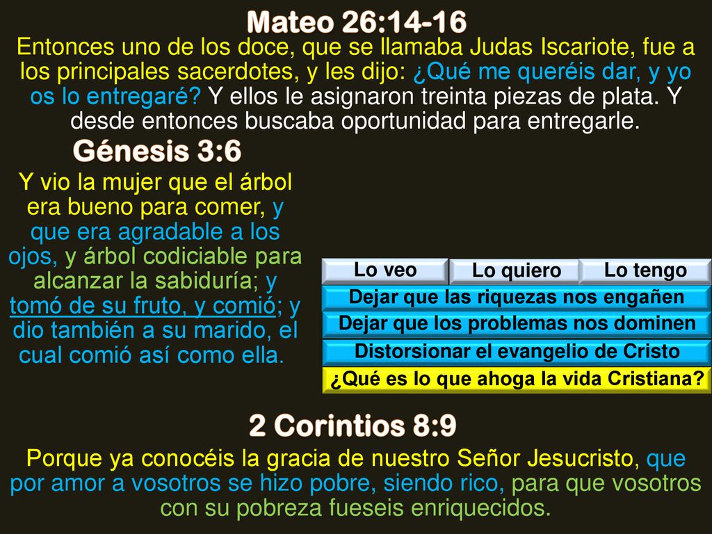 Mateo 26:14-16 Génesis 3:6 2 Corintios 8:9